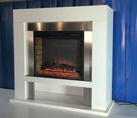 Cheminée électrique moderne en MDF de 26 pouces avec cadre en acier inoxydable, finition peinte en blanc, télécommande, pour salon