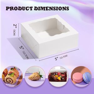 SLShePack Lot <span class=keywords><strong>de</strong></span> 20 boîtes en carton pour aliments pour bébés avec fermeture magnétique et fenêtre transparente - 5x5x2 pouces, personnalisables, pour chocolats enrobés - Product Image 2