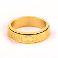 Bague bouddhiste rotative en acier inoxydable plaqué or 18 carats, tendance de la mode asiatique, pour la décoration quotidienne