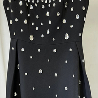 Robe de Soirée Longue Noire de Haute Qualité pour Femme, Luxueuse et Ornée de Diamants