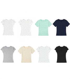 RUICHI T-shirt Corta Estiva da Donna con Stampa Stelle, in Tessuto a Costine Pre-ristretto da 230GSM, Girocollo, Manica Corta Modellante - Product Image 2