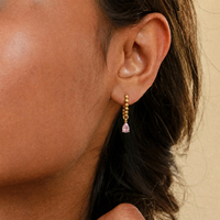 Ensemble de 3 boucles d'oreilles en zircon rose J&D Jewelry Sweet, en acier inoxydable plaqué or 18 carats, résistantes à l'eau, boucles d'oreilles pendantes, boucles d'oreilles à clous pour femmes