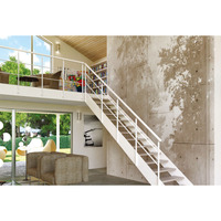 Escalier à double poutre de haute qualité avec marches en bois de chêne et éclairage LED dissimulé