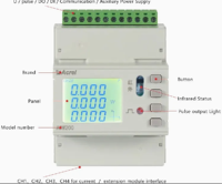 Acrel ADW210-D24-4S Compteur d'énergie multi-boucles à 4 canaux pour mesures de circuits triphasés, compatible plateforme IoT