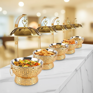 Réchaud de buffet professionnel en acier inoxydable doré à chauffage à l'alcool pour hôtels et banquets, équipement de maintien au chaud, prix de gros - Product Image 2