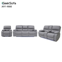 Geeksofa Muebles Modernos de Cuero, Sofá Reclinable Eléctrico con Movimiento, Juego de 3, 2 y 1 Plazas con Consola y Mesa Abatible para Sala de Estar