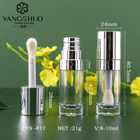 Grand Tube de Brillant à Lèvres Argenté avec Pinceau 10ml, Conteneur d'Emballage Cosmétique, Tube Rond en Plastique, Bouteille Vide pour Brillant à Lèvres, Vente en Gros