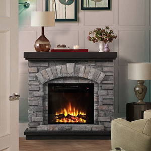 Cheminée électrique classique à encastrer avec manteau en polystone, télécommande, thermostat réglable, 1500W/2000W, 25-30 m² - Product Image 6