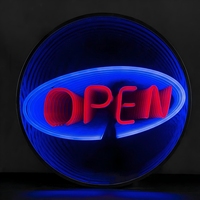 Enseigne néon « Nous sommes ouverts », enseigne néon effet miroir infini, enseigne néon étanche pour la décoration de magasin
