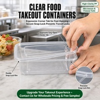 Boîtes à emporter jetables transparentes YANGRUI 1000 ml (34 oz) résistantes à la chaleur, contenants alimentaires en plastique PP avec couvercles