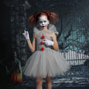 Costume de cosplay pour enfants HP Chunky Animal Fancy, tutu superposé pour petites filles, robe de clown grise pour Halloween - Product Image 3