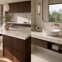 Sol en terrazzo personnalisé pour hôtel, dalle de terrazzo en pierre artificielle épaisse, décoration moderne pour escalier de villa