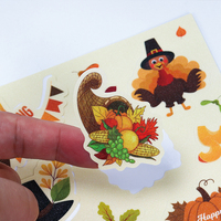 Autocollants de Thanksgiving en direct d'usine, impression personnalisée de logo découpé, étiquettes en vinyle imperméables pour les supermarchés et l'emballage de produits
