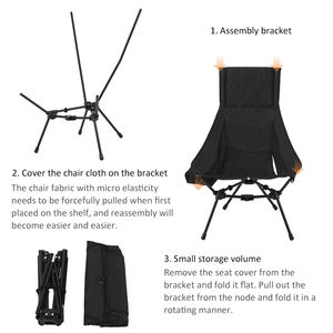 Chaise pliante portable de haute qualité pour l'extérieur, dossier haut, compacte, ultra-légère, robuste, pour la randonnée, le pique-nique et le camping - Product Image 3