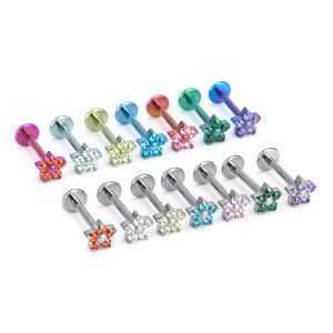 एस्टम f136 टाइटेनियम मिश्र धातु फूलों की स्टड ईयररिंग्स एण्डिलाइज्ड हाइपोएलर्जेनिक भेदी गहने - Product Image 4