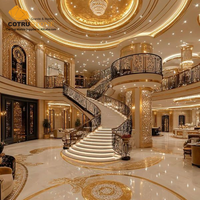 Escalier en marbre translucide poli moderne de luxe pour villa, avec marches en pierre naturelle sur mesure