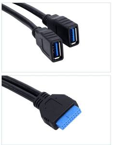 2 Ports USB 3.0 Type a Female to 20 Pin Motherboard <b>Adapter</b> Cable Cord 3A Fast <b>Charging</b> Computer Braided Shielding PVC Jacket - Product Image 3
