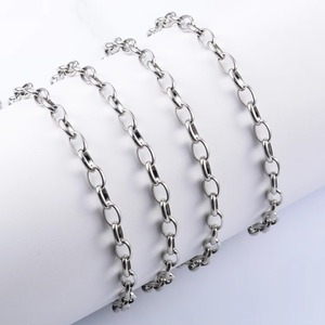 Collier long en acier inoxydable avec chaîne à maillons géométriques, couleur argent, bijoux unisexes tendance, cadeau - Product Image 3