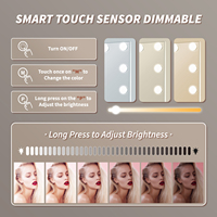 Espejo de Maquillaje de Escritorio con Iluminación LED de 3 Tonos, Táctil Inteligente, Bluetooth, Recubrimiento en Polvo, Personalizado, Estilo 11