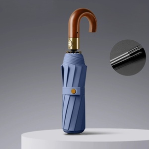 Paraguas Moderno Totalmente Automático de 3 Pliegues y 10 Varillas con Mango de Madera Maciza, Protección Solar, Regalo Empresarial para Hombre - Product Image 5