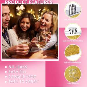Coffret Cadeau Tendance : Mini Flacon à <span class=keywords><strong>Whisky</strong></span> <span class=keywords><strong>Rose</strong></span> Scintillant en Acier Inoxydable de 8 oz pour Fille – Promotionnel - Product Image 3