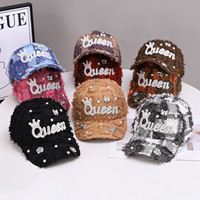 Casquette de baseball de luxe tendance avec motif perles Queen, élégante coiffe européenne pour adulte, idéale pour mariage, cérémonie et tenue de soirée
