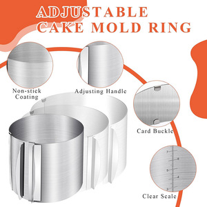 Stainless Steel Mousse Ring <b>Mold</b> 16-30cm Adjustable Round <b>Cake</b> <b>Mold</b> Baking Tool - Product Image 2