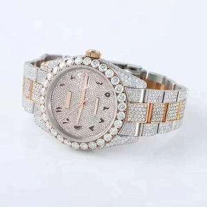Reloj de Lujo con Incrustaciones de Moissanita, Cuarzo, Acero Inoxidable, Esfera Redonda, para Hombre - Product Image 3