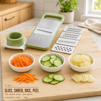 Hachoir de cuisine multifonctionnel 450g en acier inoxydable avec planche mandoline et protège-main pour hacher, trancher et peler pour la préparation des repas