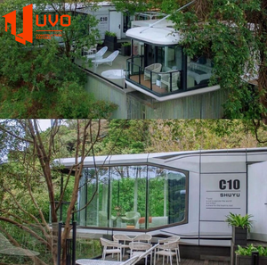 Bungalow de cabina portátil, casa contenedor expandible, cápsula espacial sobre rueda - Product Image 6