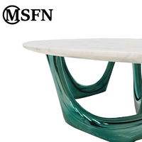 Table basse en marbre avec base en acier inoxydable, moderne, ovale |   Meubles de salon de luxe durables et faciles à nettoyer pour hôtels MSFN CJ-854