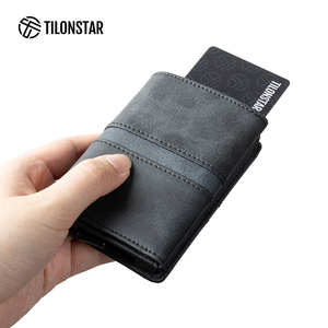 TILONSTAR TVC125M Carbon Fiber Leather <b>ID</b> Business Card Case Fashion Aluminum Pop up Credit RFID Card <b>Holder</b> - Product Image 4