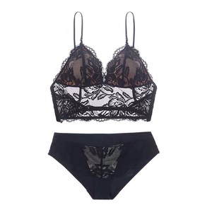 Ensemble de lingerie féminine sexy en dentelle de haute qualité, soutien-gorge triangle et culotte U-back - Product Image 6