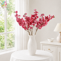 Vente en gros de branches de fleurs de cerisier artificielles au toucher réel, fleurs de sakura roses pour la décoration de mariage, d'événements et de la maison, arrangement floral