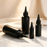 Bouteilles compte-gouttes vides en plastique noir mat à épaule plate, avec bouchon torsadé, pour encre liquide et huile capillaire, 30ml, 60ml, 240ml