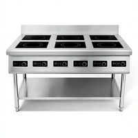 Équipement de cuisine commerciale de haute qualité, cuisinière à induction à 6 brûleurs à économie d'énergie 3500W/5000W pour utilisation en restaurant