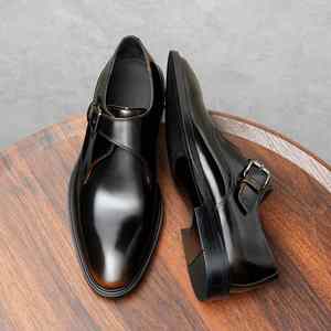 Chaussures habillées italiennes à bout carré pour hommes, de marque de luxe, fabriquées à la main, de haute qualité, à lacets, pour affaires, soirées et événements sociaux - Product Image 5