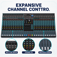 Mezclador de Audio EMX24-USB de 24 Canales, 99 Efectos DSP, Ecualizador de 7 Bandas, USB, Bluetooth, Alimentación Phantom de 48V para Estudio, Escenario y Transmisión en Vivo