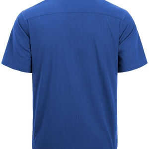 Chemises légères boutonnées pour hommes en coton et lin à manches courtes, décontractées, pour la plage et les vacances, vente en gros - Product Image 4