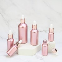 Flacon compte-gouttes rond en verre dépoli or rose de 10 ml, 30 ml, 50 ml, vide, pour huiles essentielles, avec compte-gouttes or rose