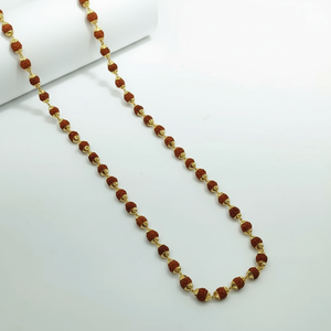 Traditional Rudraksha Mala <b>Necklace</b> with Gold <b>Beads</b> Long Spiritual Rudraksha <b>Bead</b> <b>Necklace</b> Meditation Prayer Mala Jewelry - Product Image 2