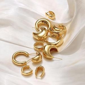 <b>Fashion</b> Jewelry Wholesale Bulk 18k Gold Plated Stainless Steel Dangle Hypoallergenic Chunky Twist Huggie Thick <b>Hoop</b> <b>Earrings</b> - Product Image 3