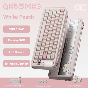 QK65 Mk3 Spray-coated Retro <strong>White</strong> Custom <strong>Mechanical</strong> <strong>Keyboard</strong> With Screen - Product Image 5