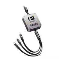 Dropshipping Products 2025 UC021 Mecha 100W Universal Charger Cable TPE Retractable 3in1 Usb Cable for Cell Phone Data Cable