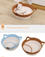 Lit pour chat en rotin tressé, maison pour animaux de compagnie toute saison pour chats et petits chiens avec tapis rafraîchissant et balles de jeu, nid douillet et respirant pour animaux de compagnie
