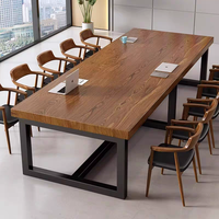 Table à manger longue en bois sur mesure, avec structure métallique, écologique, pour plusieurs personnes, idéale pour restaurants, villas et salles de réunion
