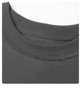 <span class=keywords><strong>Camiseta</strong></span> Extragrande de Algodón con Cuello Personalizado al por Mayor de Fábrica, Estilo Boxy Fit en Negro Liso para Hombre - Product Image 4