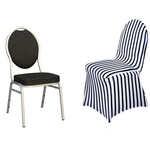 Wholesale Dinning Event Wedding Party Fitted Slipcover <strong>Black</strong> and White Strip Printed Spandex <strong>Chair</strong> <strong>Covers</strong> - Product Image 4