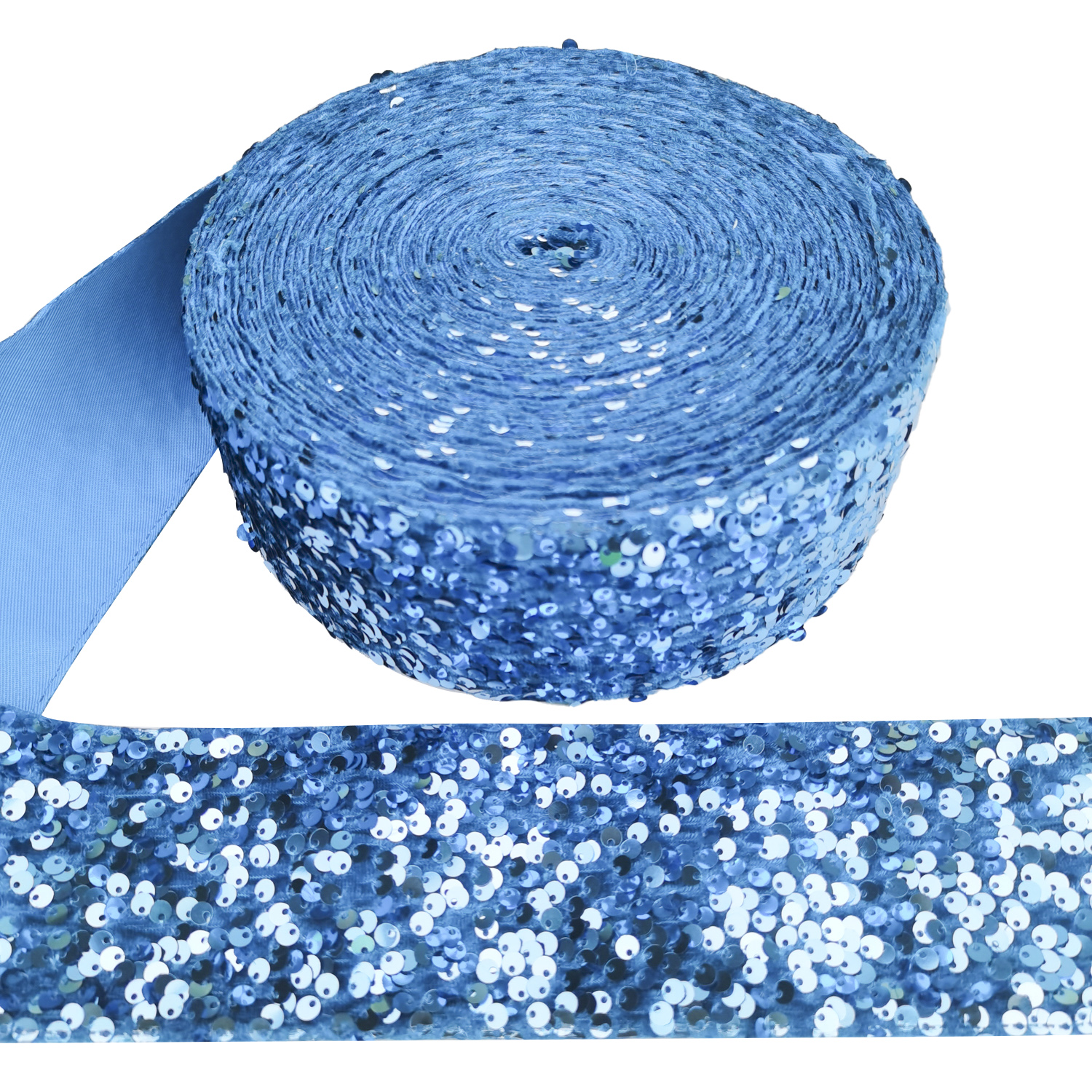 Boca Company Offers 3 Inch Sequin Ribbon Roll Velvet Sequin Fabric Webbing for Wedding Decor, Dance Costumes & Gift Wrapping