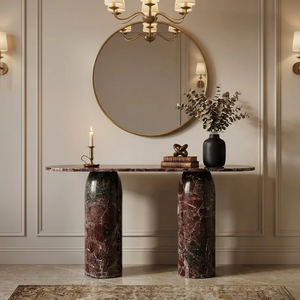 Mesa Consola Moderna de Lujo para Sala de Estar, en Mármol Rojo Natural Rosso Levanto, para Hotel - Product Image 2